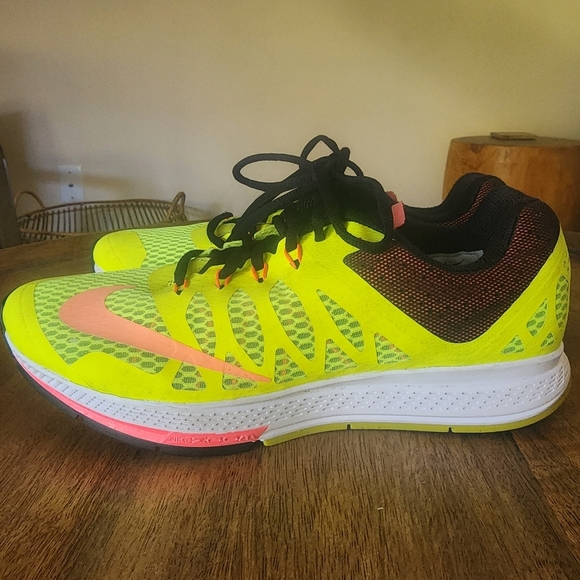 Nike Air Zoom Elite 7 Neon Yellow Hot Pink Lace Up Running Sneakers Mens Size 8 - Picture 4 of 15
